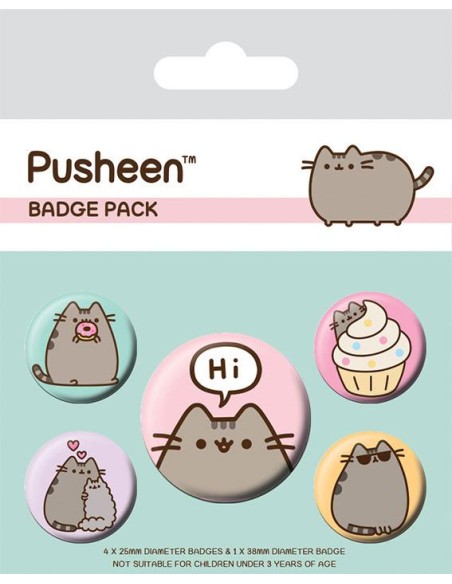 Pusheen - Pack 5 Chapas Pusheen Says Hi - Pyramid International
